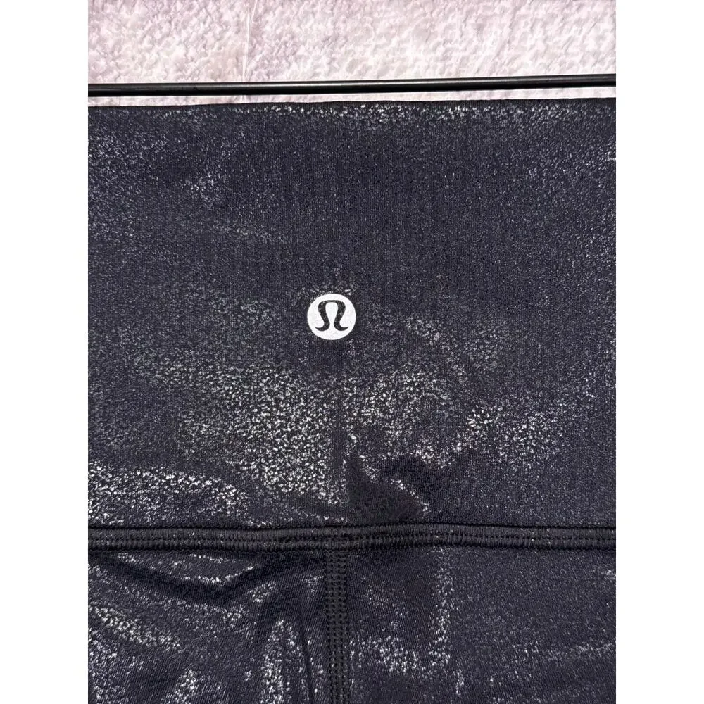 Lululemon Leggings 8 Womens Black Shiny Leather Wunder Under Crop
